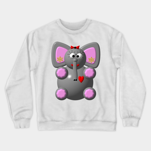 Cute Elephant wearing Earrings Crewneck Sweatshirt by CuteCrittersWithHeart